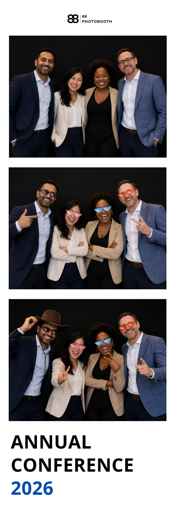 Sample 88 Photobooth Annual Conference 2026 custom photo strip design for a corporate event