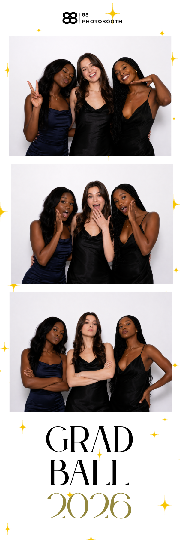 Sample 88 Photobooth Grad Ball 2026 custom photo strip design for a university or campus event